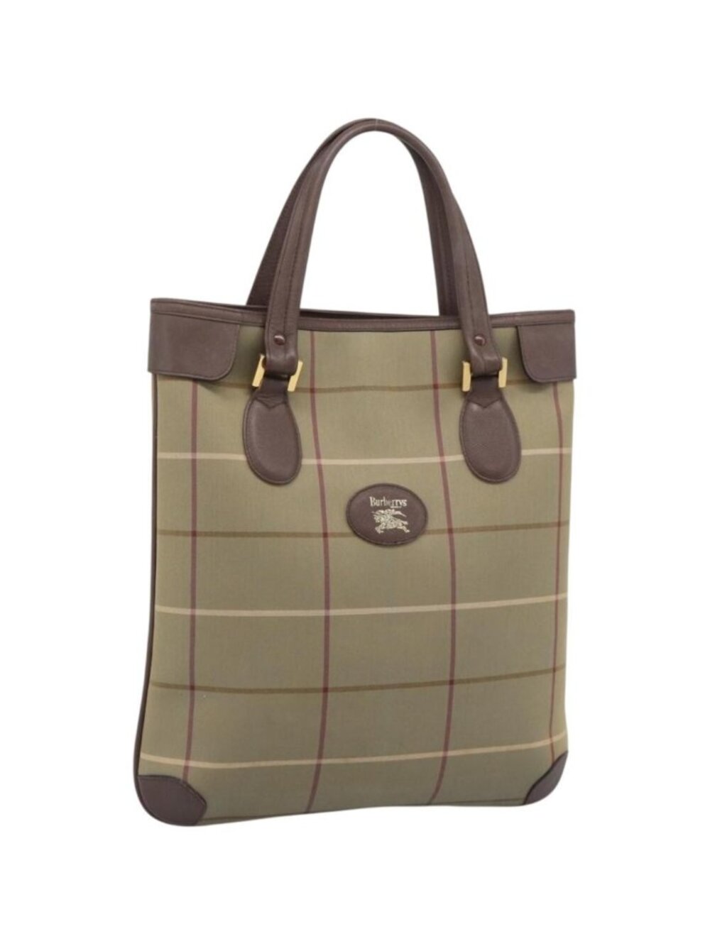 Burberrys Nova Check Tote Bag Canvas Beige Gold